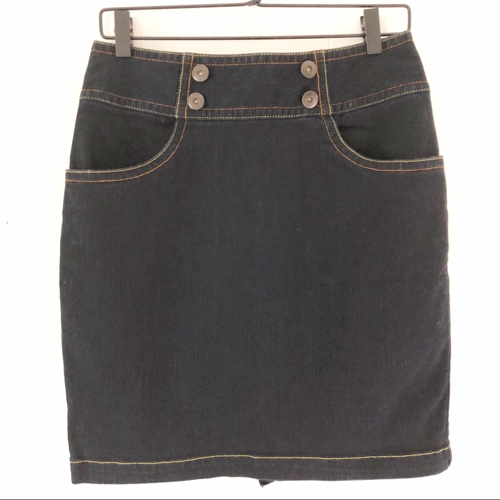 Tulle Stretch Denim Mini Skirt